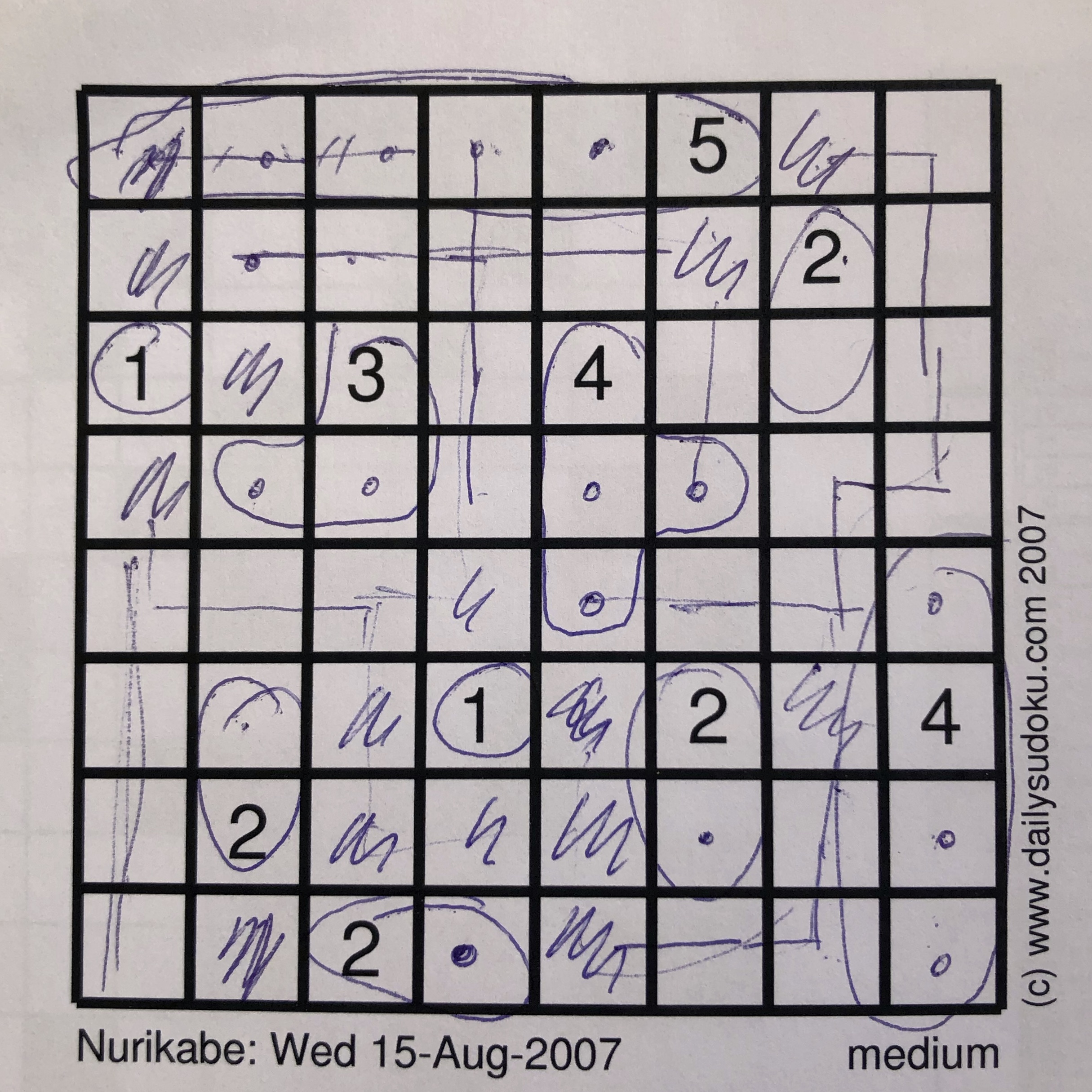 Nurikabe puzzle from 2007